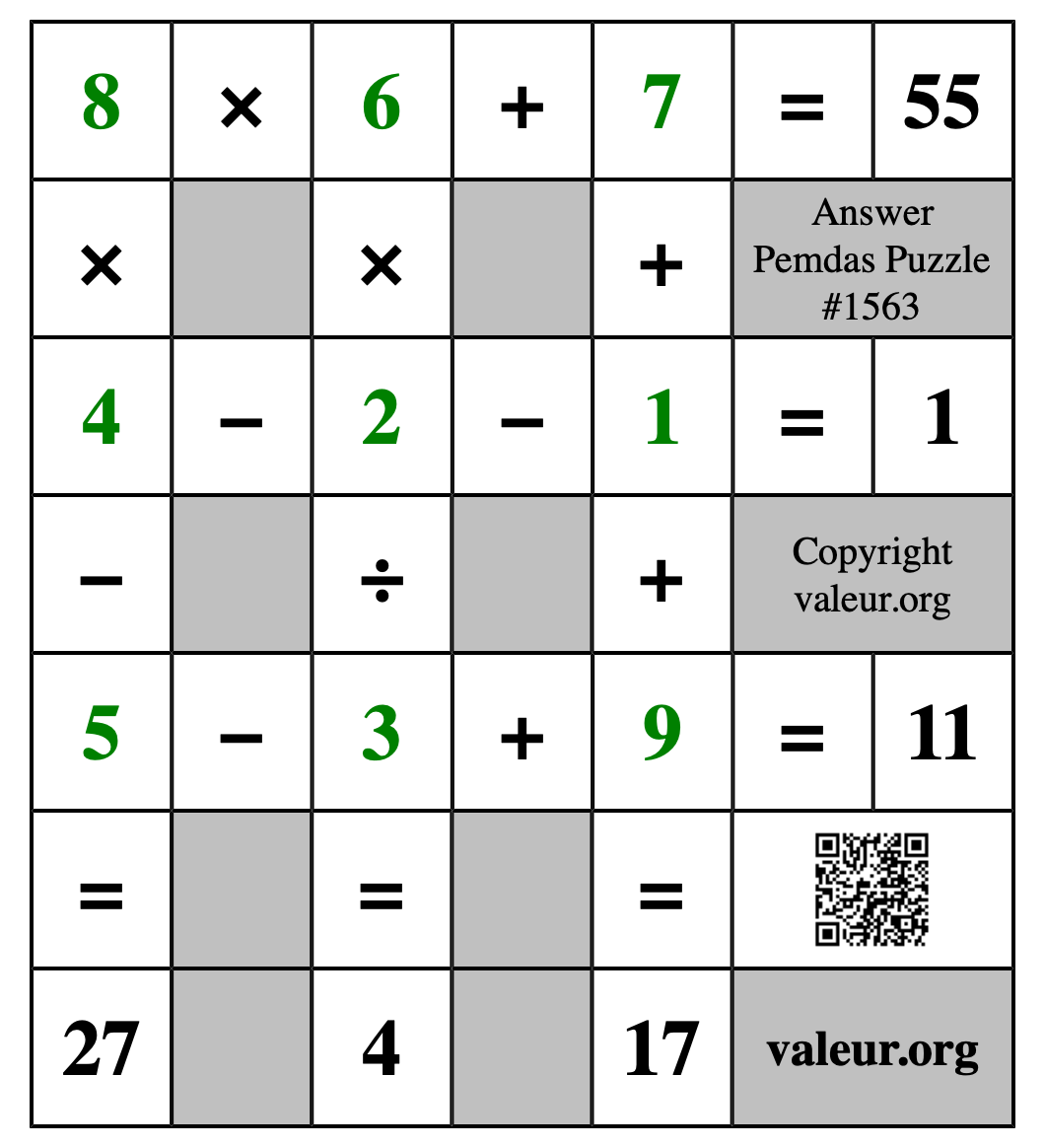 Solution to Pemdas Puzzle #1563