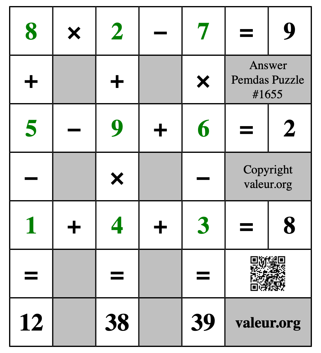 Solution to Pemdas Puzzle #1655