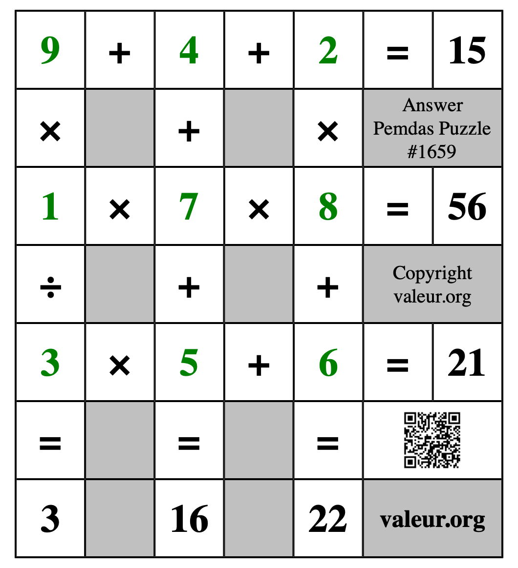Solution to Pemdas Puzzle #1659