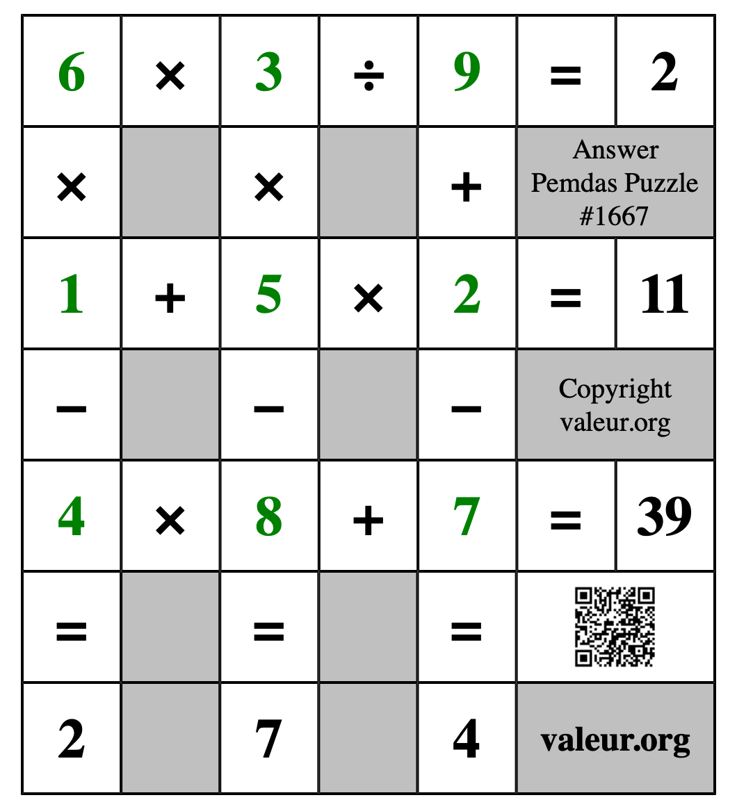 Solution to Pemdas Puzzle #1667