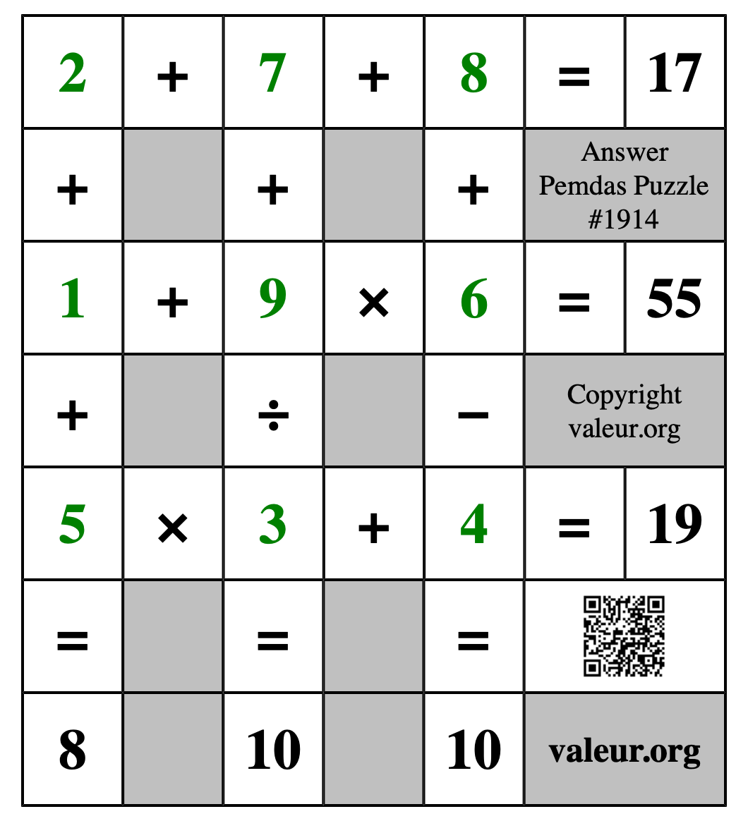 Solution to Pemdas Puzzle #1914