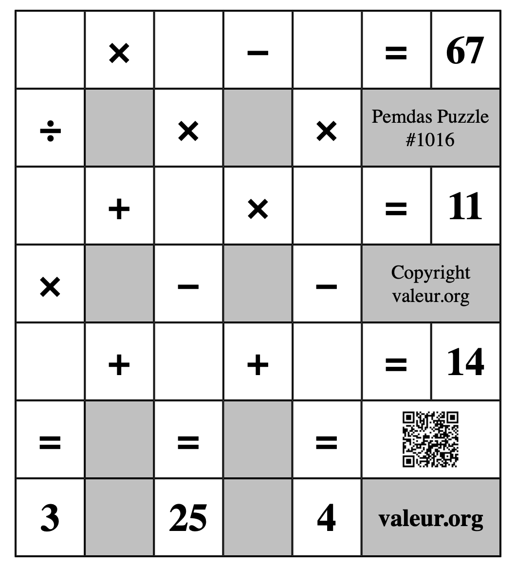 Pemdas Puzzle #1016