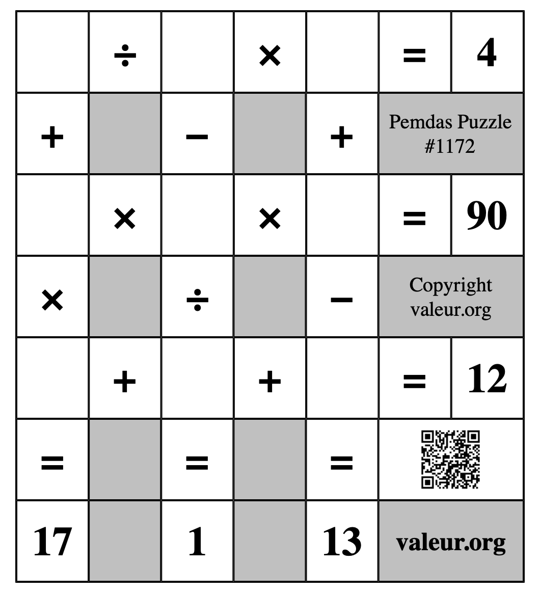 Pemdas Puzzle #1172