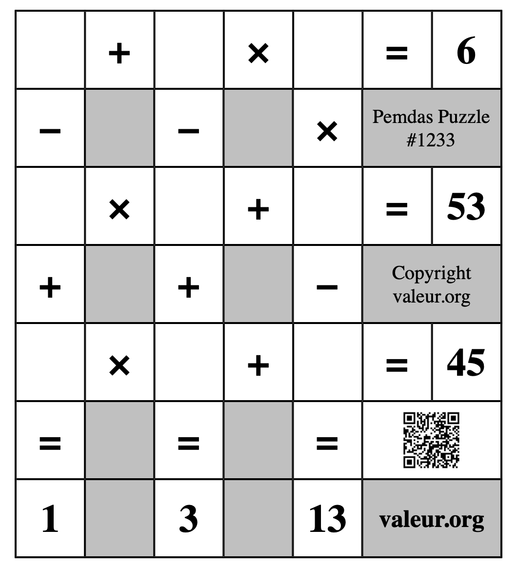 Pemdas Puzzle #1233