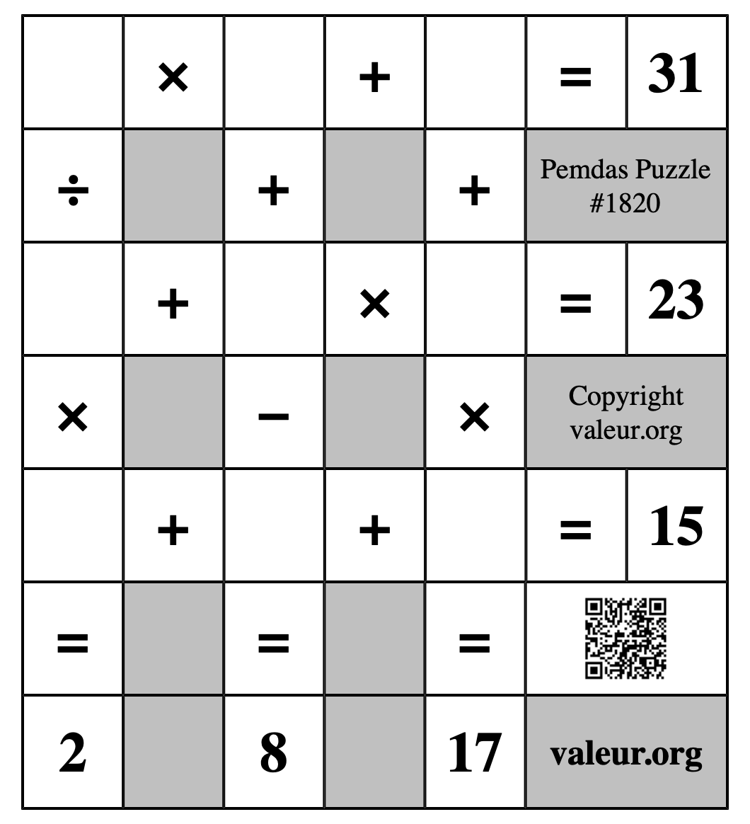 Pemdas Puzzle #1820