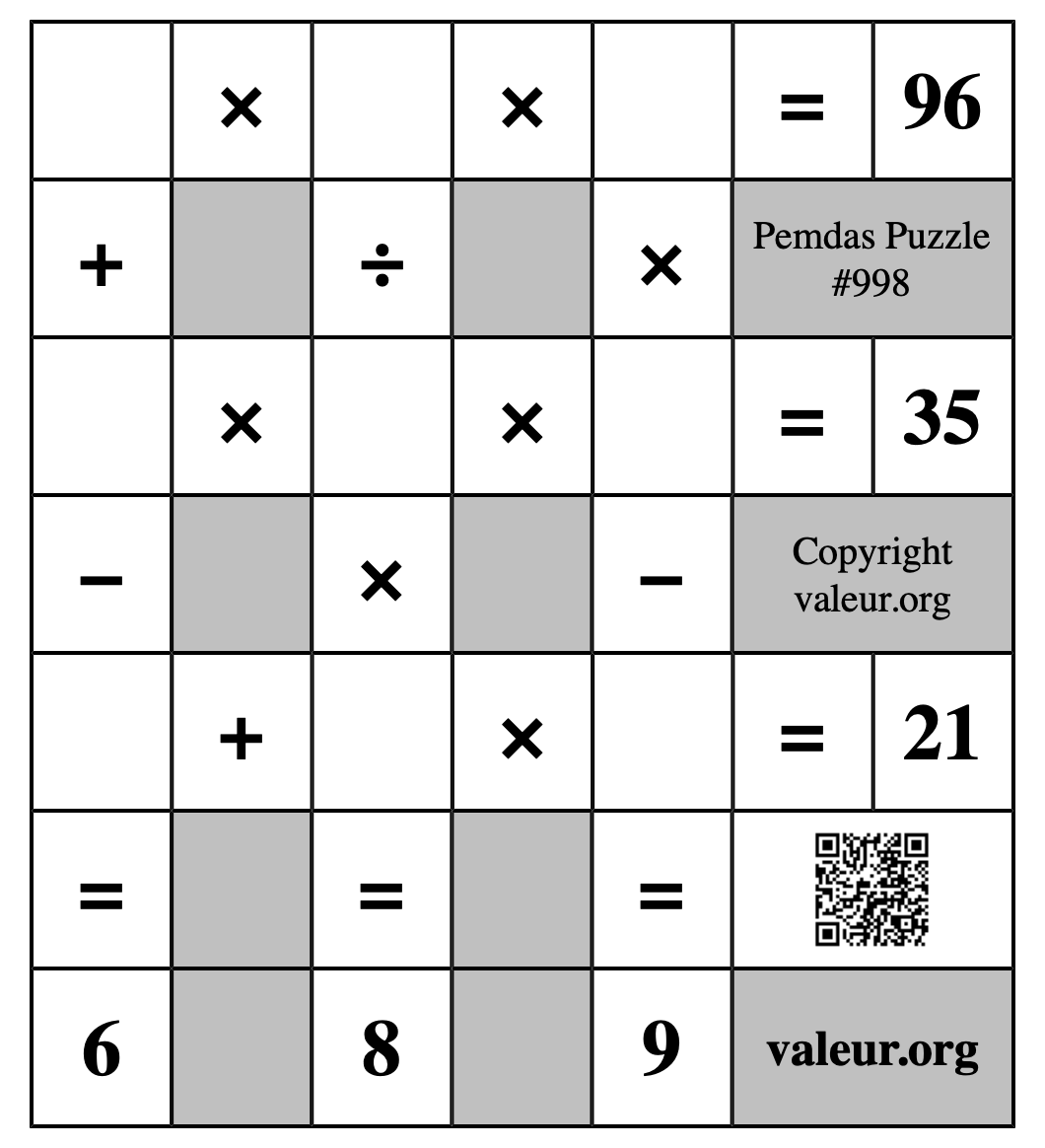 Pemdas Puzzle #998