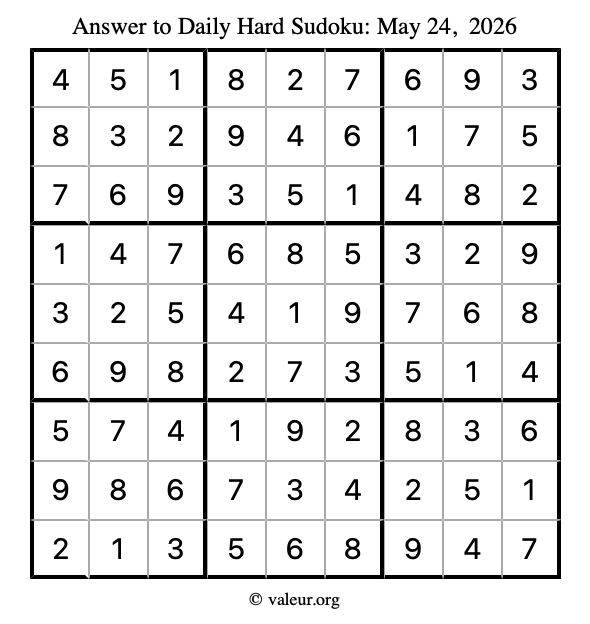 Answer to hard sudoku May 24, 2026
