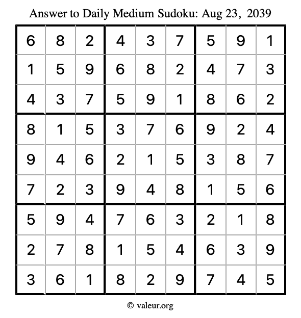 Answer to medium sudoku August 23, 2039