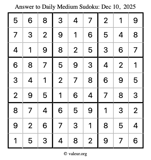 Answer to medium sudoku December 10, 2025
