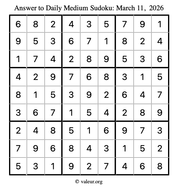 Answer to medium sudoku March 11, 2026