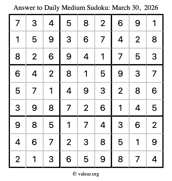 Answer to medium sudoku March 30, 2026