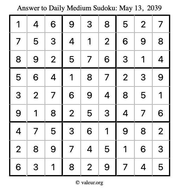 Answer to medium sudoku May 13, 2039