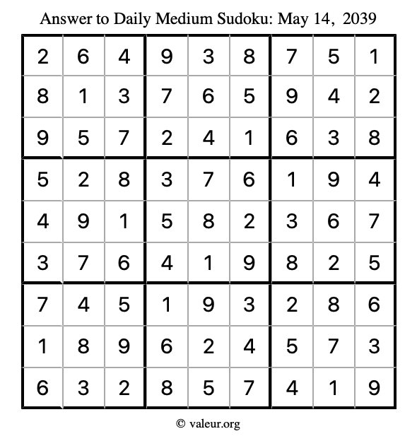Answer to medium sudoku May 14, 2039