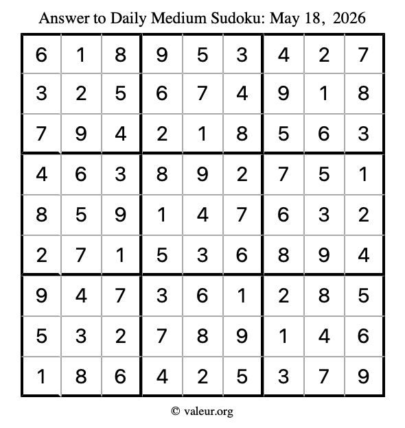 Answer to medium sudoku May 18, 2026