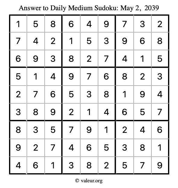 Answer to medium sudoku May 2, 2039