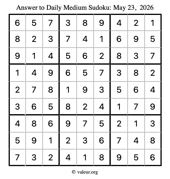 Answer to medium sudoku May 23, 2026