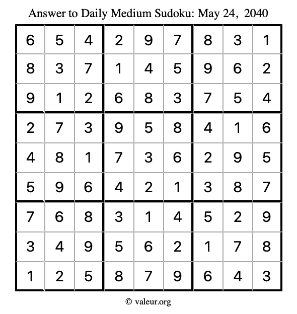 Answer to medium sudoku May 24, 2040