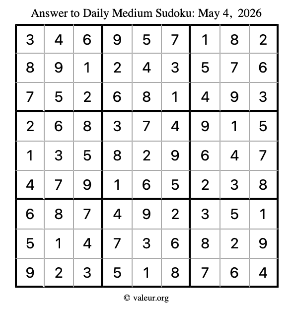 Answer to medium sudoku May 4, 2026