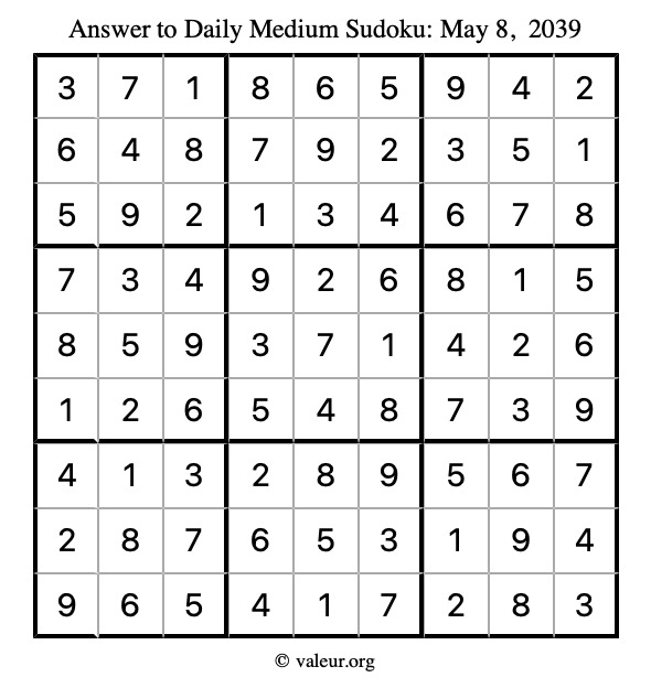 Answer to medium sudoku May 8, 2039