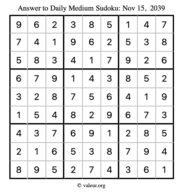 Answer to medium sudoku November 15, 2039