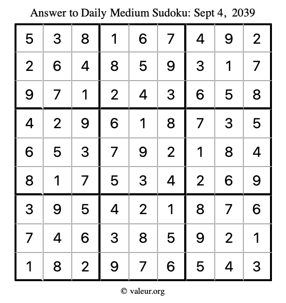 Answer to medium sudoku September 4, 2039