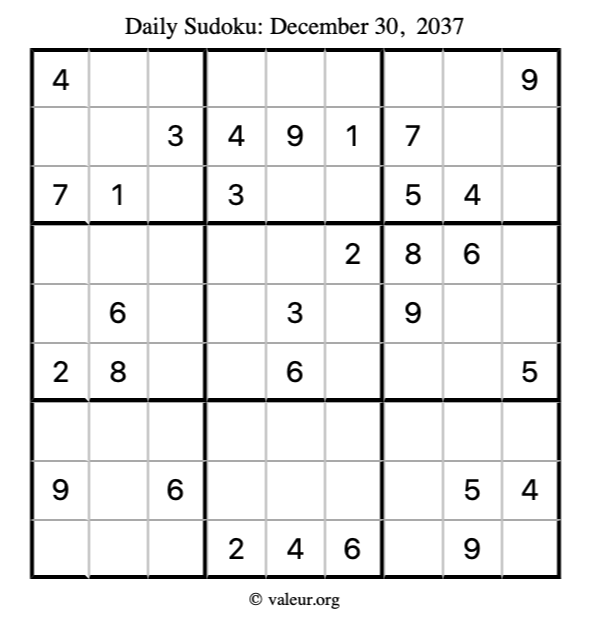 Sudoku - Solve online & Print @ Daily Sudoku