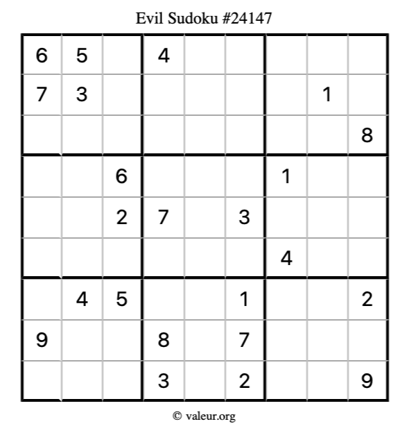 Evil Sudoku Puzzle 24147