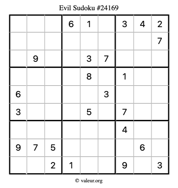 Evil Sudoku Puzzle 24169