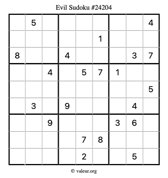 Evil Sudoku Puzzle 24204