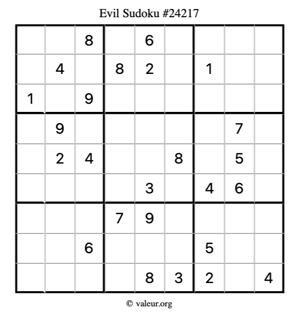 Evil Sudoku Puzzle 24217