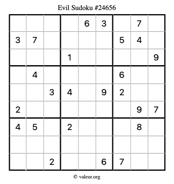 Evil Sudoku Puzzle 24656