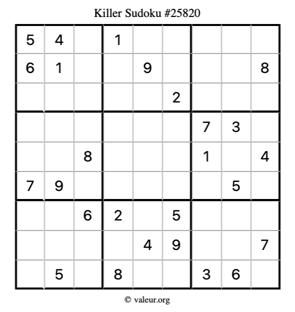Killer Sudoku Puzzle 25820