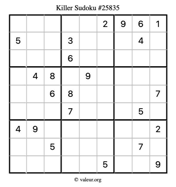 Killer Sudoku Puzzle #25835