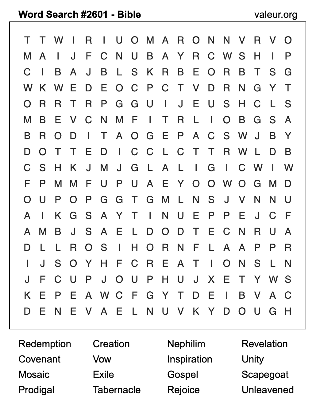 Bible Word Search Puzzle #2601