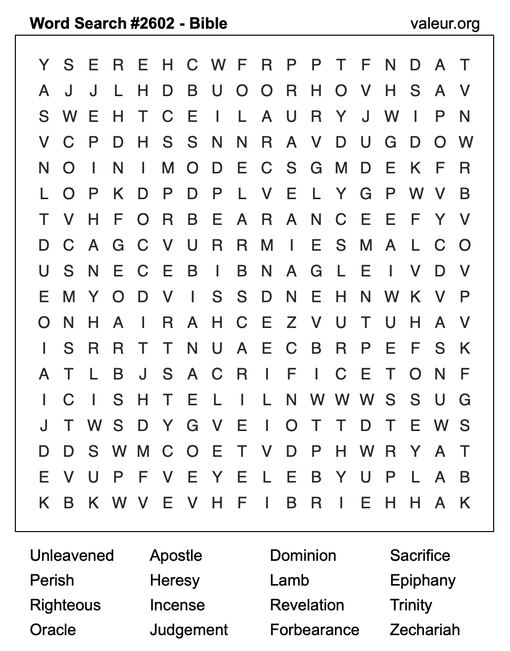 Bible Word Search Puzzle #2602 Bible Word Search Puzzle #2602