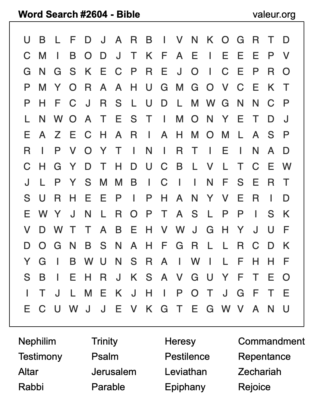 Bible Word Search Puzzle #2604 Bible Word Search Puzzle #2604