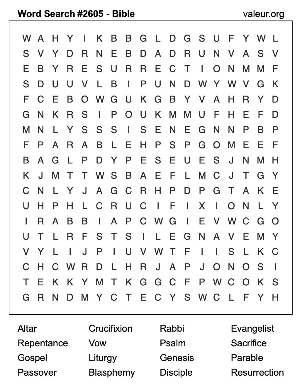 Bible Word Search Puzzle #2605