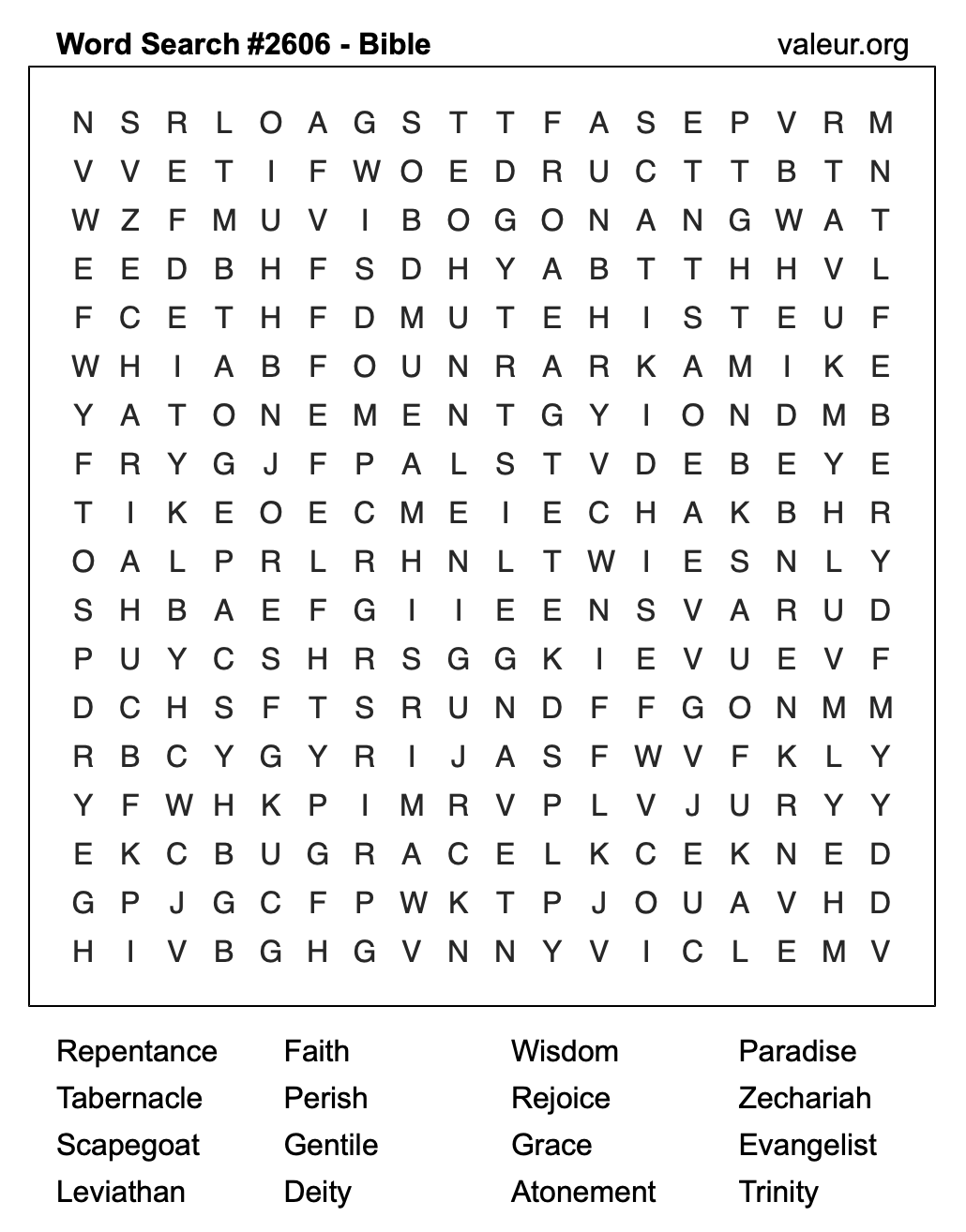 Bible Word Search Puzzle #2606