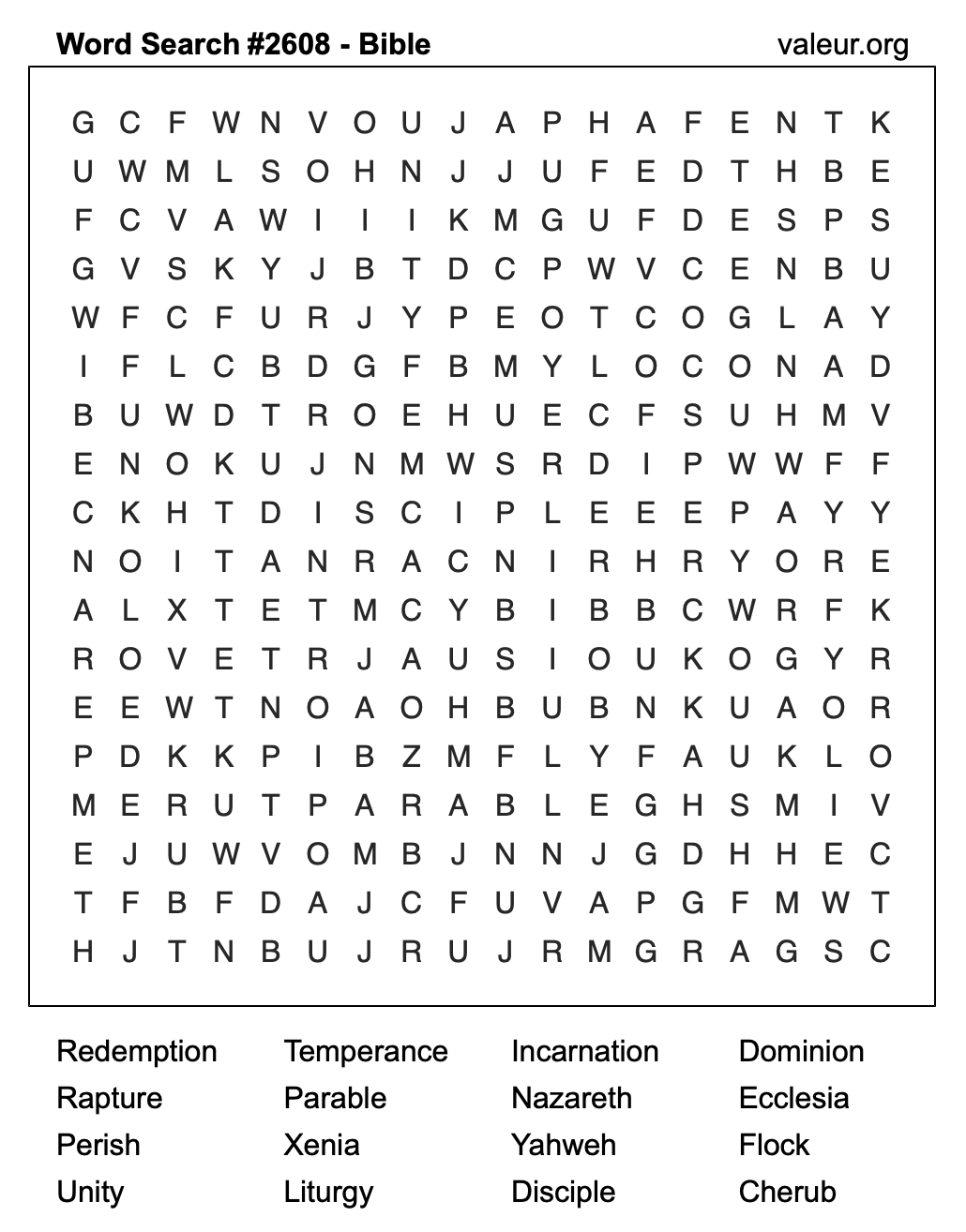 Bible Word Search Puzzle #2608