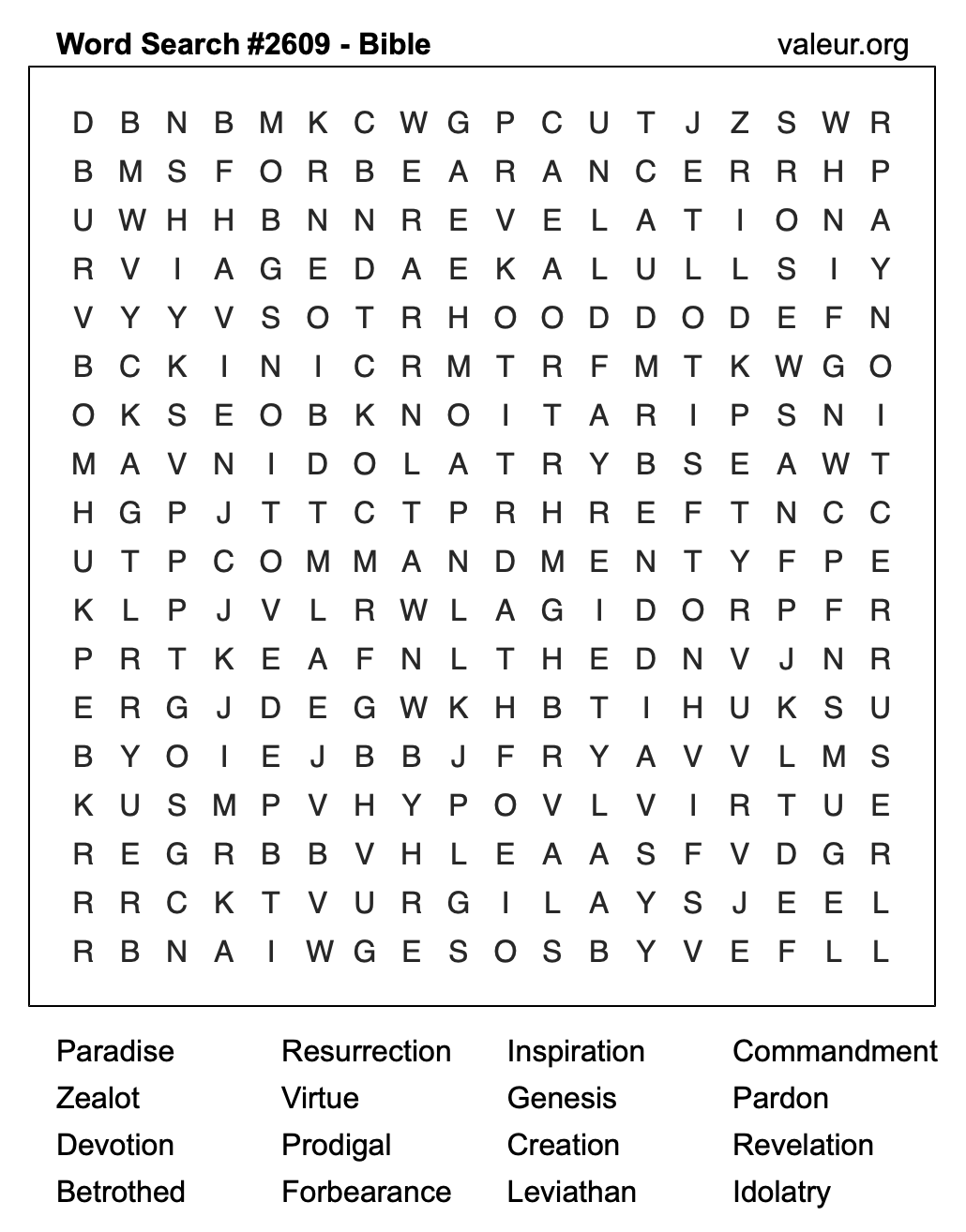 Bible Word Search Puzzle #2609 Bible Word Search Puzzle #2609