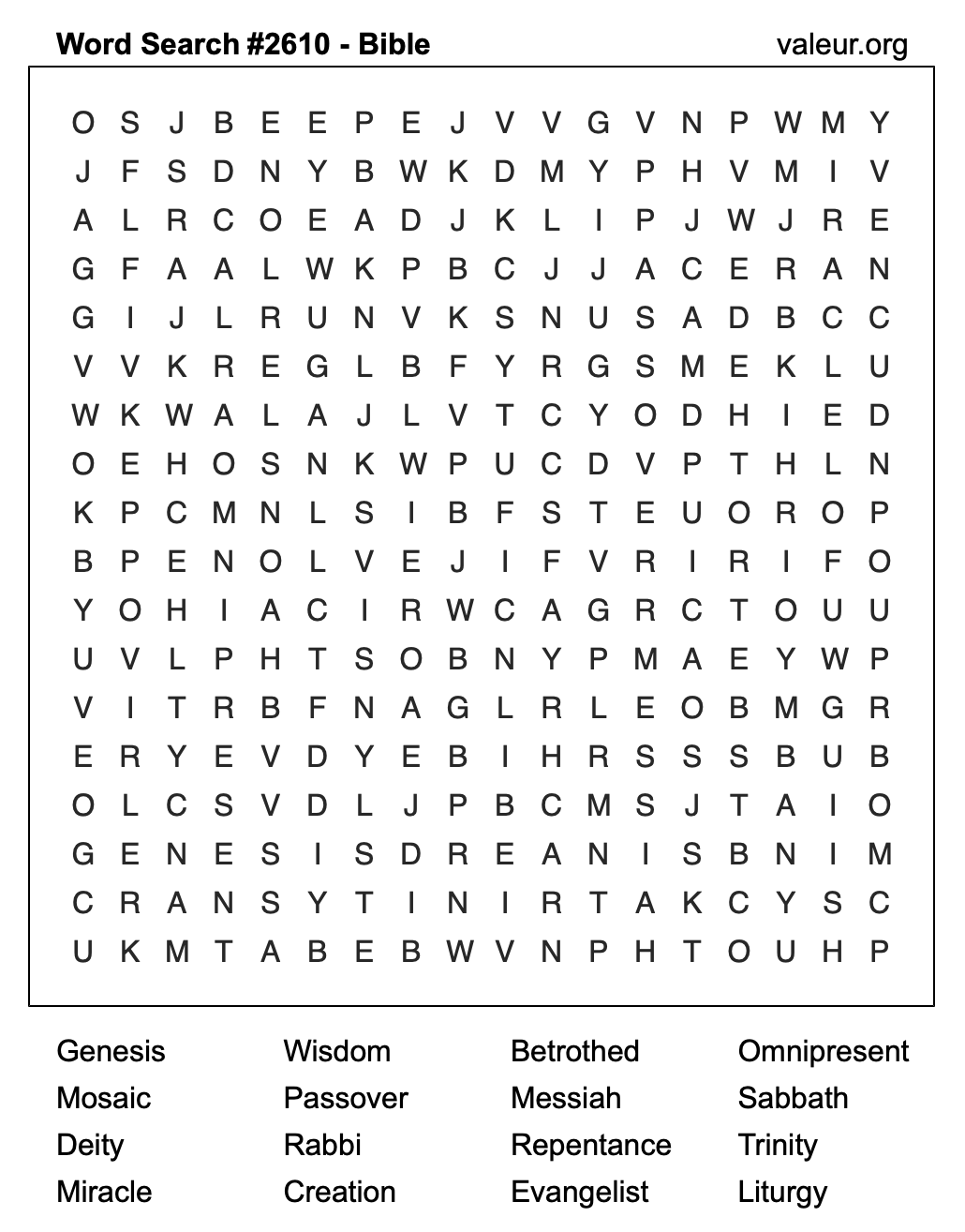Bible Word Search Puzzle #2610