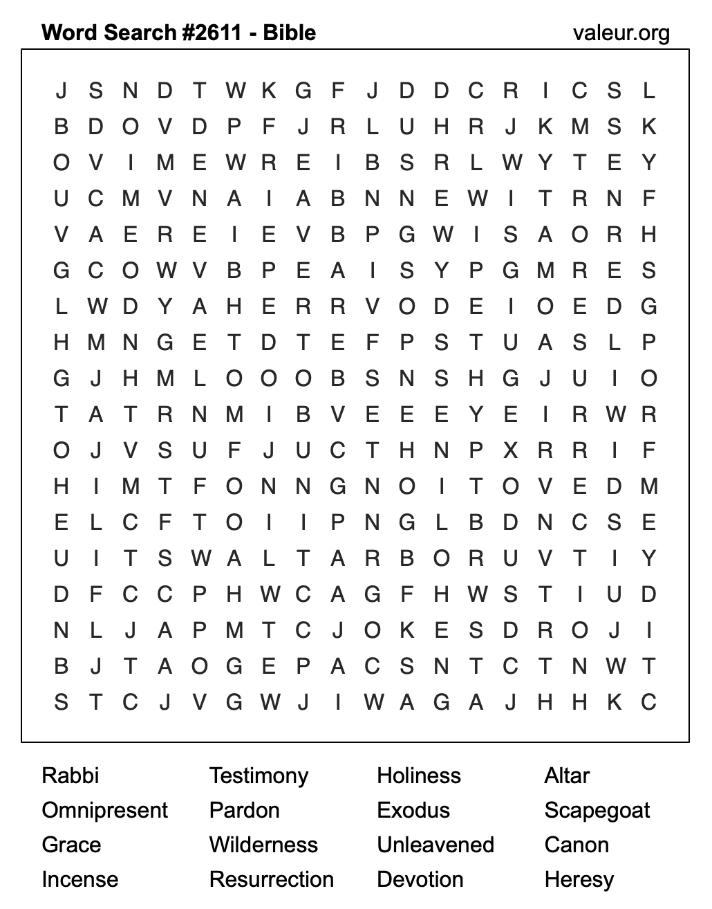 Bible Word Search Puzzle #2611 Bible Word Search Puzzle #2611