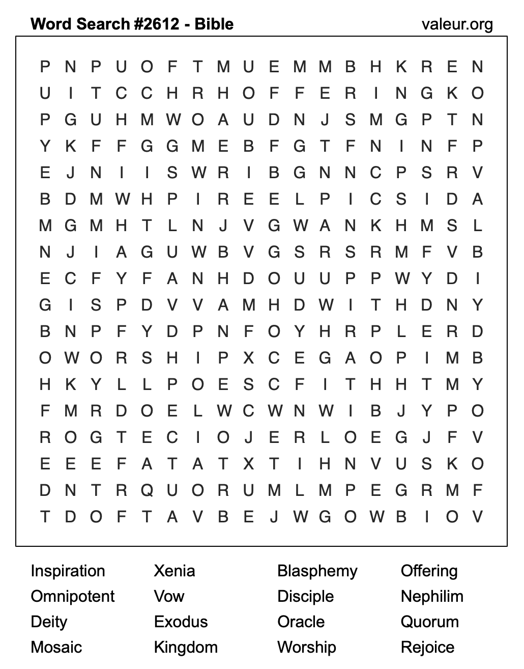 Bible Word Search Puzzle #2612