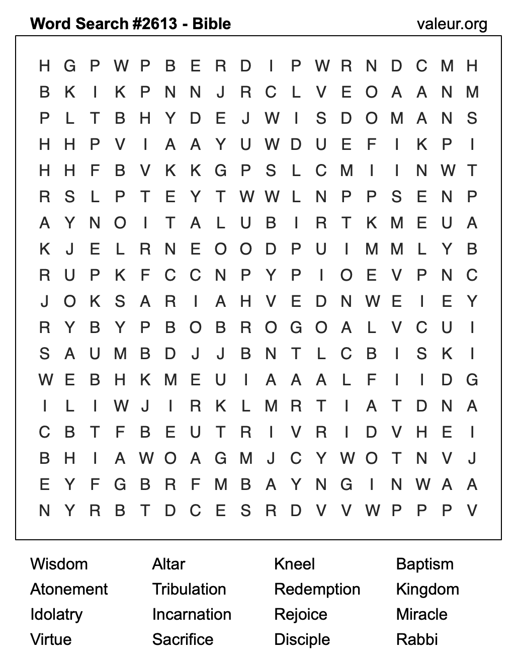 Bible Word Search Puzzle #2613