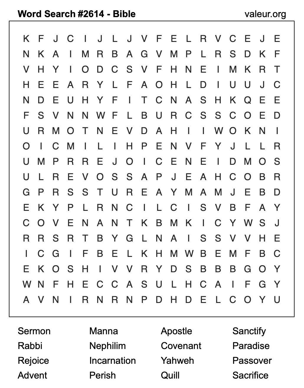 Bible Word Search Puzzle #2614