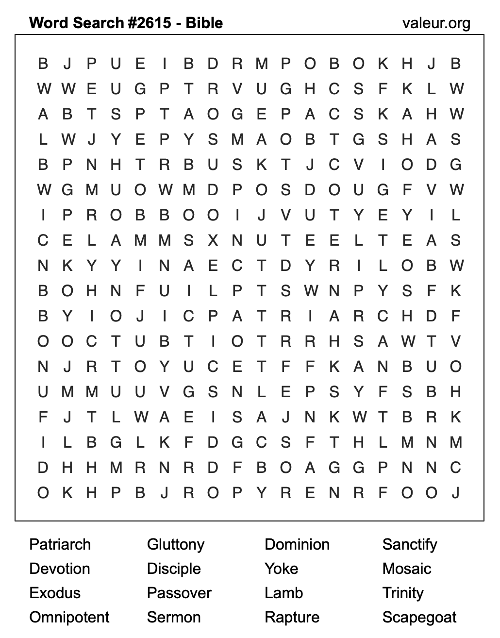 Bible Word Search Puzzle #2615