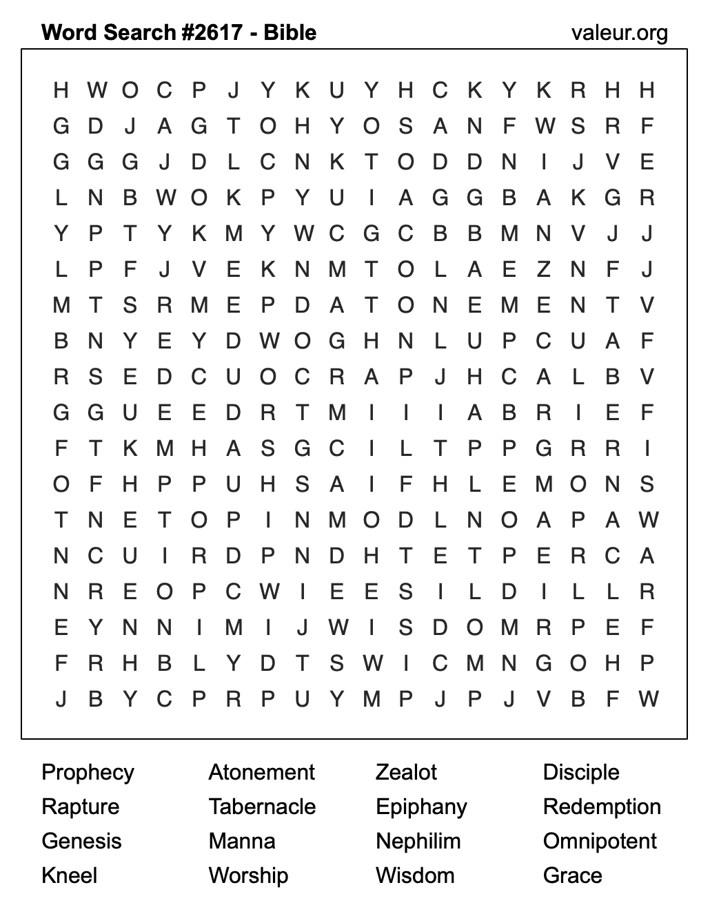 Bible Word Search Puzzle #2617
