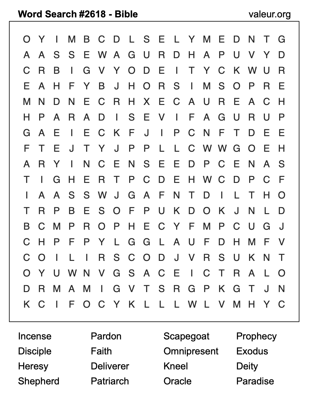 Bible Word Search Puzzle #2618