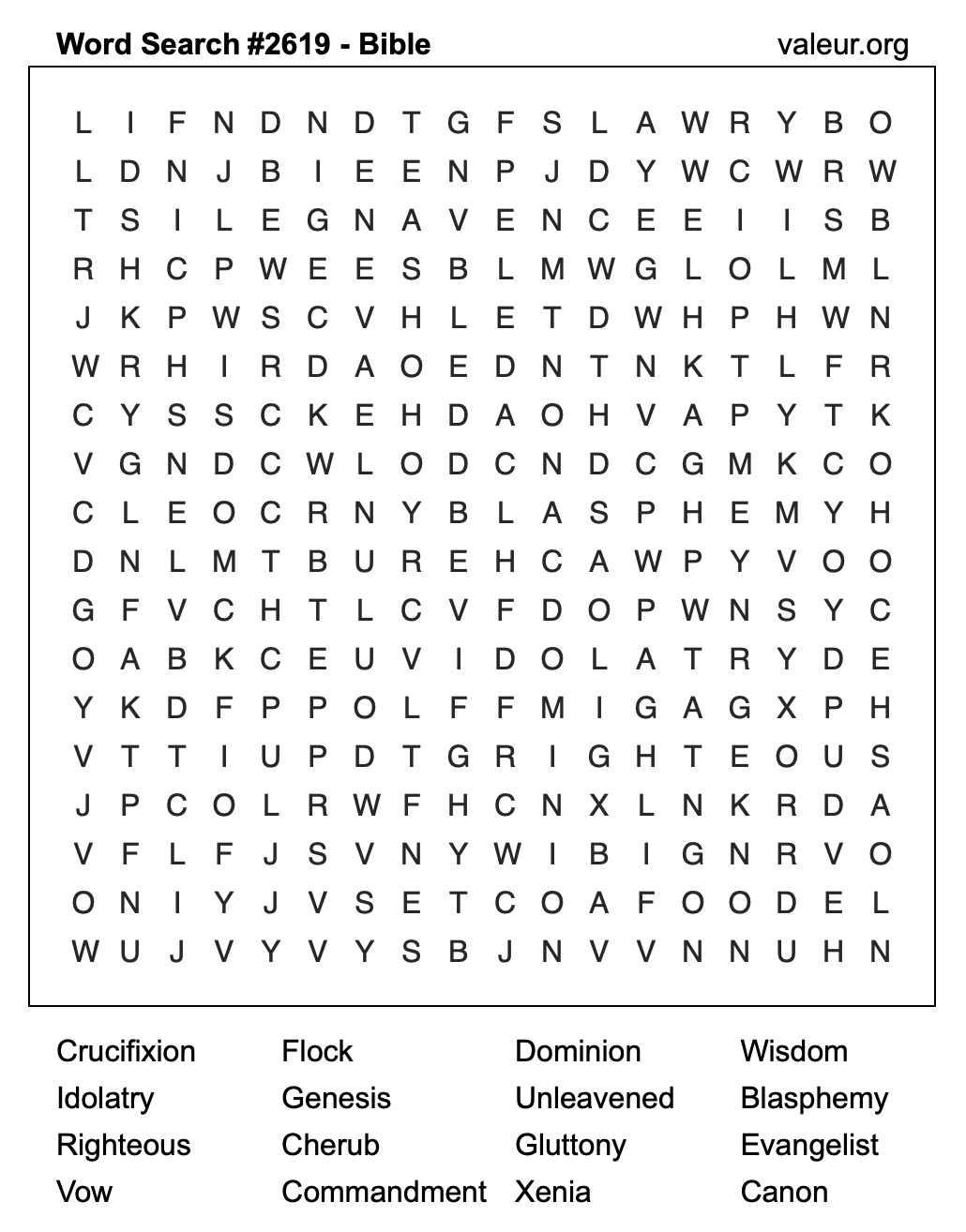 Bible Word Search Puzzle #2619