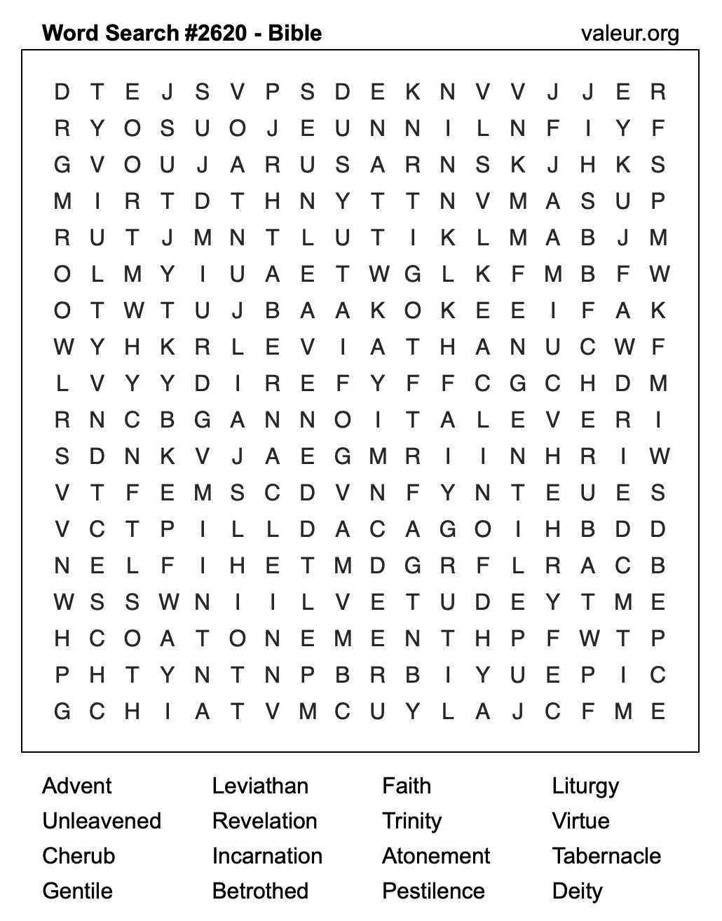 Bible Word Search Puzzle #2620